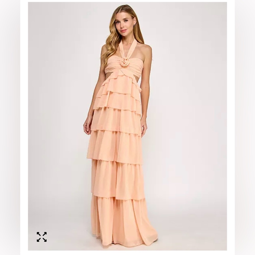 Elegant Peach Layered Dress